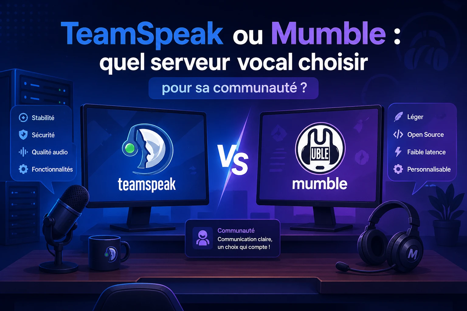 Guide HostyPop TeamSpeak : TeamSpeak ou Mumble : quel serveur vocal choisir ?